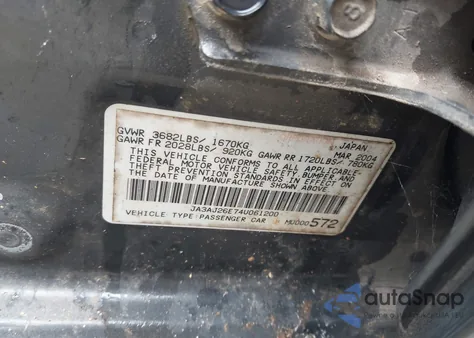 2004 Mitsubishi Lancer Es from USA, damaged, VIN JA3AJ26E74U061200